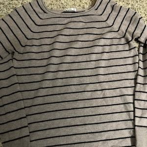 Pink clover Gray and black striped sweater